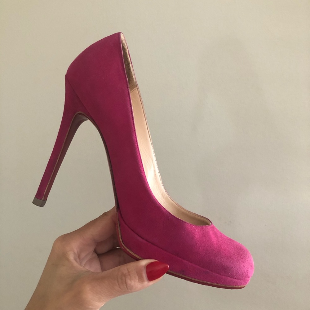 New Simple Fuchsia Suede Pumps 114mm